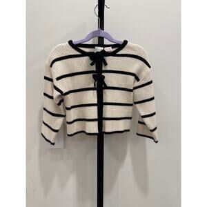 Zara	Black and Cream Stripped Bow Cardigan	3Y